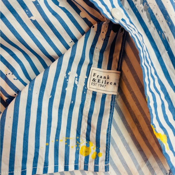 NWOT Frank & Eileen Joedy Boyfriend Paint Splatter Relaxed Button Up Shirt - Picture 4 of 6